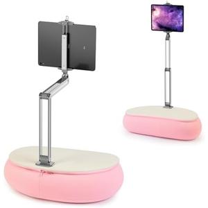 elitehood Tall iPad Pillow Stand for Lap in Bed, Long Arm Adjustable Tablet Pillow Holder, 360°Rotation iPad Stand for Bed Compatible with 6” - 13” Tablet Kindle iPhone, Pink