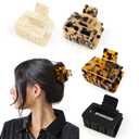 Hair Claw Clips for Women 4Pcs 2" Small Claw Clips Tortoise Shell Leopard Hair Clips for Thin Thick Hair Strong Hold Acetate French Clip Nonslip Jaw Clip Hair Accessories