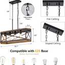 5-Light Rustic Dining Room Light Fixture,31" Farmhouse Kitchen Island Light