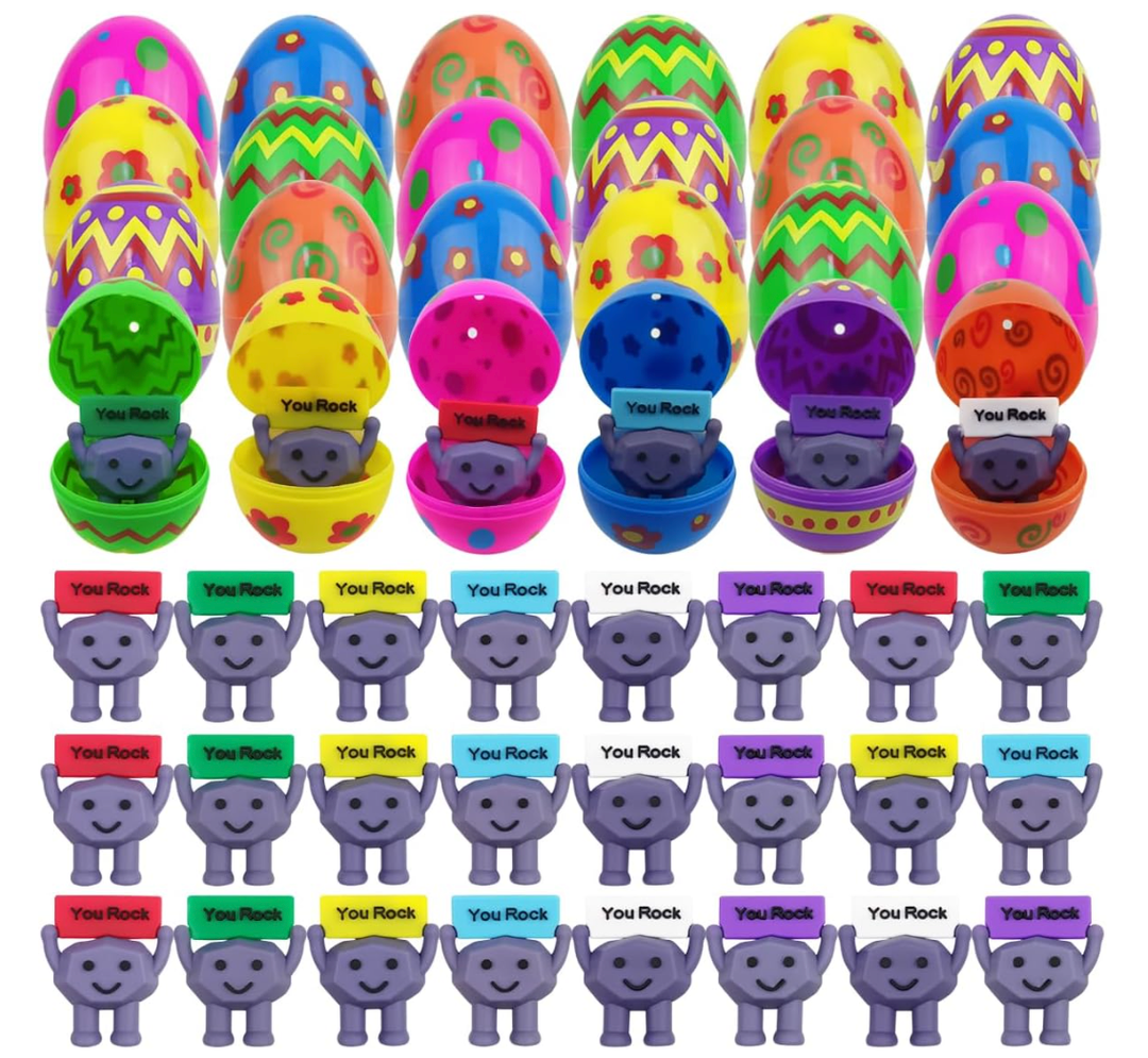 OCBTOW 48 PCS Mini Rubber You Rock Positive Figures Toys for Easter Basket Stuffers Egg Fillers Encouragement Gifts Party Favors