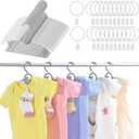 Hsei 30 Pcs Nursery Baby Hangers with 30 Pcs Ring Clips, Adjustable Baby Hangers with Clips, 10-13" Adjustable Children Hanger for Newborn Infant Socks Pants Closet Shirts