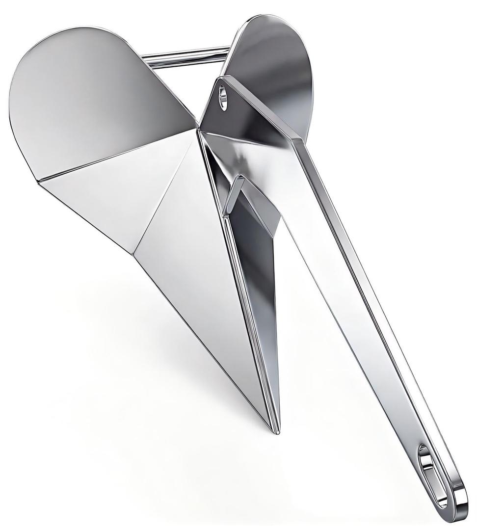 CORDUN Delta Anchor 316 Stainless Steel Boat Anchor Triangular Wing Style Plow Anchor for Pontoon Beach Fishing Boats Sailboat 11lb/5KG for Boats Up to 28 FT