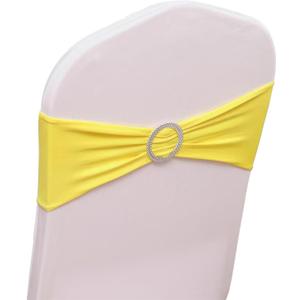 8 x 50PCS Spandex Chair Sashes | Chair Bands with Buckle Slider | for Wedding, Hotel, Banquet, Party Decorations | Without White Covers(Yellow)
