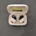 PocBuds Bluetooth Headphones Wireless Earbuds 80hrs Playtime Wireless Charging Case Digital Display Sport Ear Buds with Earhook Deep Bass IPX7 Waterproof Over-Ear Earphones for Phone Laptop Beige