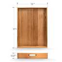 Acacia Wood Serving Tray with Handles Set of 2  Decorative Serving Trays Platter for Breakfast in Bed, Lunch, Dinner, Patio, Ottoman, Coffee Table, BBQ, Party Great for Lap &Couch