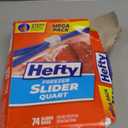 Hefty Slider Freezer Kitchen Storage Bags, Quart Size, 74 Count