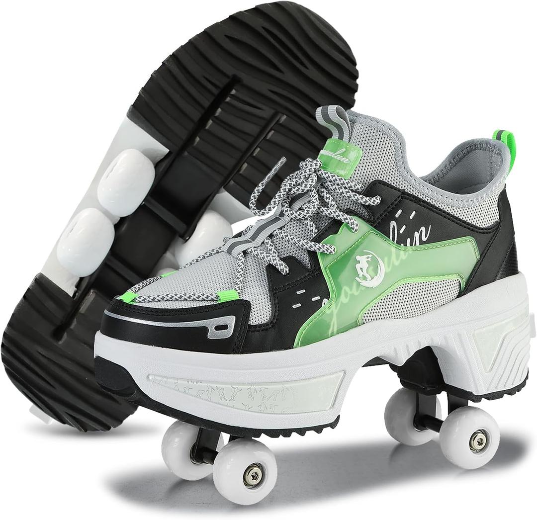 Roller Skate Shoes for Women Kids Roller Shoes Boy Girl Sneakers with Retractable Wheels Breathable Roller Skates Shoes for Christmas Birthday Children Show Gift