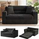 Erament Boneless Loveseat Sofa Couch, 2 in 1 Convertible Sofa Bed with Pillows, Fold Out Bean Bag Chair Boneless Floor Couch for Living Room Bedroom Office Lounge Apartment, No Assembly Needed, Black