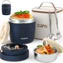 40oz Stainless Steel Vacuum Insulated Food Jar for Adults Wide Mouth Lunch Container with Spoon Fork and Carrying Bag Leak-Proof Soup Thermo Bento Box for Hot Food and Cold Food | Office, Travel Blue