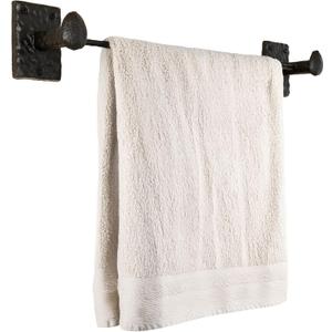 Rustic State Motris Cast Iron Towel Bar with Hammered Effect Texture for Bathroom and Kitchen - Railroad Spike Industrial Design Hand Towel Rail Holder Hanger Rack - Black