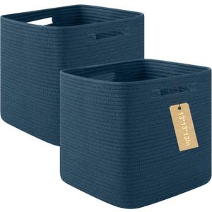 OIAHOMY Storage Cubes, 13 Inch Cube Storage Organizer, Collapsible Storage Bins, Baskets for Organizing, Storage Bins for Shelves-Blue, 2-PACK