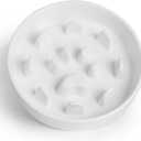 Slow Feeder Dog Bowls, Ceramic Fun Slow Eater Bowl for Small Medium Breed (White)