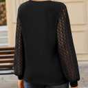 siliteelon Blouses for Women Dressy Casual Lace Long Sleeve Shirts Waffle Knit Tops Spring 2026 Trendy Boho Tops (Black, M)