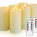 Flameless Candles Battery Operated with Remote and 2/4/6/8 H Timer, 6pcs Flickering Fake Electric Candles for Festival Home Party Decor (D3 x H 6") (Ivory)