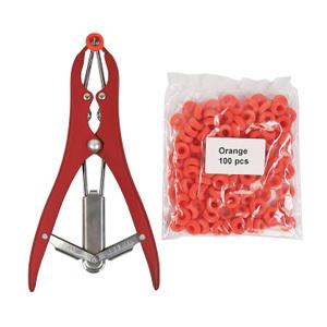 Goat Banding Tools, Including 1pc Stainless Steel Bander and 100pcs Banding Rings, Expander Plier and Bands Kit for Goat Calf Hog