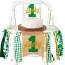 St. Patricks Day First Birthday Highchair Banner Cake Topper Set - Green Gold Irish The Lucky One Photo Prop Backdrop,Lucky One 1st Birthday Decorations (Lucky 1 Set)