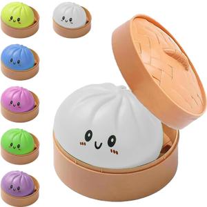 Dumpling Squishy Stress Balls Fidget Sensory Toy Mystery Dumpling Squishy Soft Squeeze Decompression Dough for Adults (White)