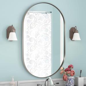 ANDY STAR Chrome Bathroom Mirror, 26x38 Oval Mirrors for Bathroom, Pill Shaped Mirror Chrome Metal Framed, SUS304 Anti-Rust, 1 Deep Wall-Mounted Vertically/Horizontally
