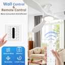 52 Inch Flush Mount Ceiling Fans with Lights and Remote,White Low Profile Ceiling Fan with Light,3 Blade,Dimmable,Quiet Noiseless DC Motor for Patios,Living Room,Bedroom(Wall Control Switch)
