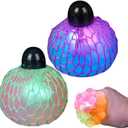 ArtCreativity Light-Up Squeeze Mesh Grape Stress Balls, Pack of 2, LED Squeeze Balls with Glitter, Stress Relief Fidget Sensory Toys for Autistic Children, Gifts, Party Favors, for Kids and Adults