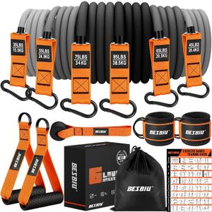 Heavy Resistance Bands for Working Out, 300lb Exercise Bands Workout Bands with Handles, Door Anchor, Ankle Straps, Home Gym Workout Equipment for Men Fitness Strength Training Stretching