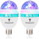 2 Pack RGB Color Rotating Bulb,E26/E27,LED Party Bulbs Colored Strobe Light Bulb Multi Crystal Stage Lights for Disco, Birthday Party Club Bar for Indoor Parties, Photography