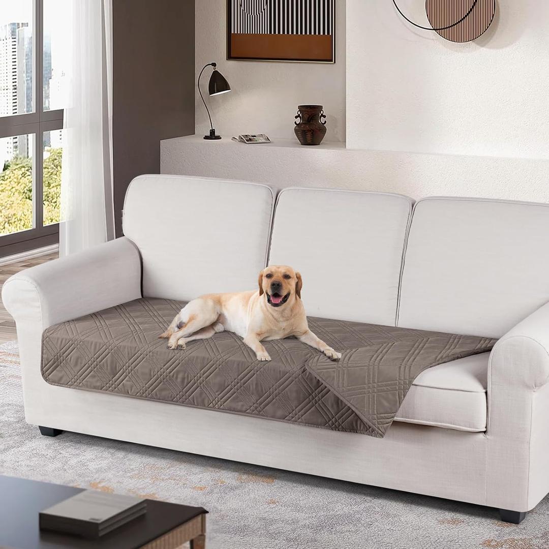 TAOCOCO 100% Waterproof Sofa Cushion Cover Reversible Couch Seat Cover for Dogs Pets Couch Cover for Chaise Sectional Sofa U Shape Furniture Protector Sofa Slipcover(Sofa, Taupe)
