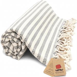 Bazaar Anatolia Turkish Beach Towel 100% Cotton, Quick Dry, Sand Free Large Towel for Bathroom and Camping Oversized 71x39 Inches Arpa Grey
