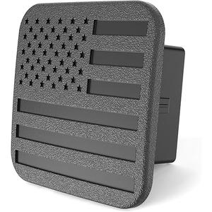 1 1/4 Inch (1.25 Inch) American Flag Trailer Hitch Cover Tube Plug Insert (Black Plastic, 1.25 inch)