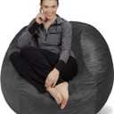 Sofa Sack Bean Bag Chair Cover Only Without Filling - Cover Replacement, 4 ft, Charcoal
