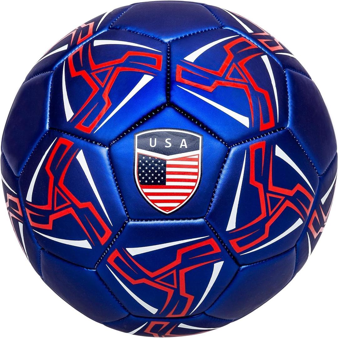 Western Star Soccer Ball USA  Official Match Weight - 4 Colors - Youth & Adult Soccer Players - Attractive and Durable Design (Navy Blue), Size 4