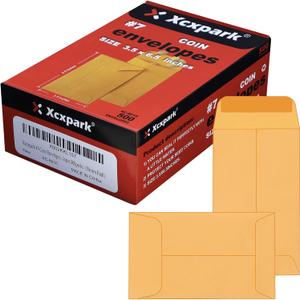 Xxcxpark 500 PCS #7 Coin Envelopes, 3.5 x 6.5 inches Brown Kraft Envelopes Classic Small Parts Envelopes with Self Adhesive Gummed Flap for Coins, Cash, Credit Cards, Seeds