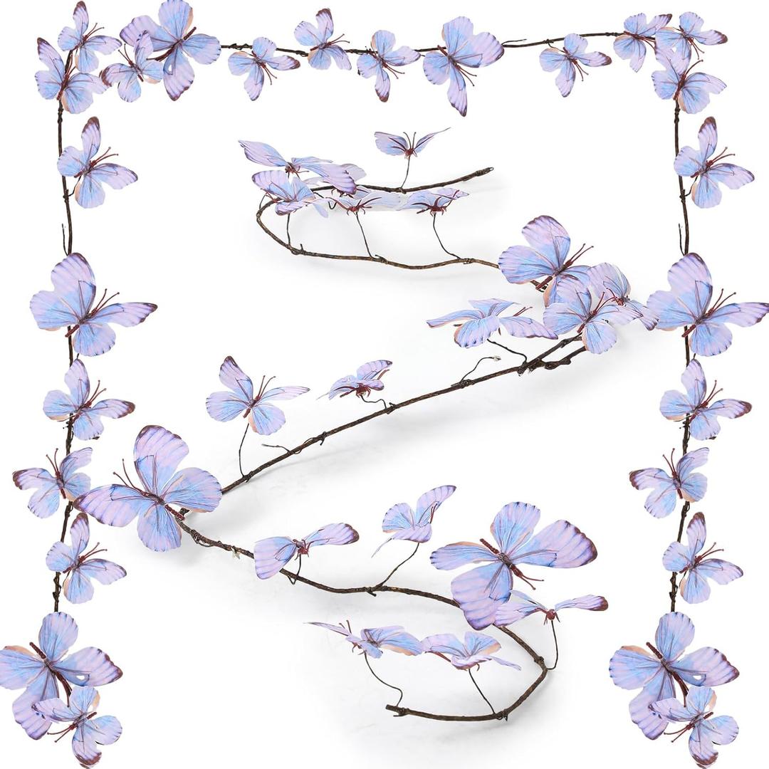 6 Pcs 3D Butterfly Garlands Vines Fairy Birthday Decoration Artificial Blue Purple Butterfly Decorations Total 18.5ft DIY Wreath Wall Decor for Wedding Baby Shower Spring Party Favor 6 Pcs 3D Butterfly Garlands Vines Fairy Birthday Decoration Artificial Blue Purple Butterfly Decorations Total 18.5ft DIY Wreath Wall Decor for Wedding Baby Shower Spring Party Favor