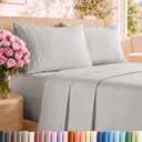 Queen Size 4 Piece Sheet Set - Breathable & Cooling Sheets - French Grey