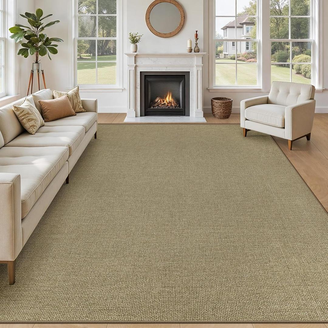 Easy Jute Rug 8x10 Natural Rugs: Washable Woven Area Rug Non Slip Non Shedding Indoor Outdoor Carpet Large Rugs for Living Room Bedroom Dining Room Farmhouse Patio (8'x10' Natural)