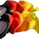 Belly Dance Faux Silk Veil Fans, 1 Pair (Left+Right) Faux Silk Bamboo Long Fans Veils, Handmade Belly Dance Dancing Silk Fans, Dance Performance (35.4*70.8'')