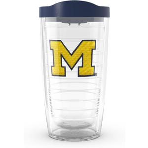 Tervis Made in USA Double Walled University of Michigan UM Wolverines Insulated Tumbler Cup Keeps Drinks Cold & Hot, 16oz, Big M