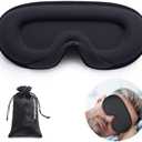Sleep Eye Mask, Zero Pressure Sleeping Eye Mask, Light Blocking 3D Contoured Sleep Mask for Side, Back Sleepers, Memory Foam Sleep Mask for Men Women, Eye Cover for Sleeping, Black