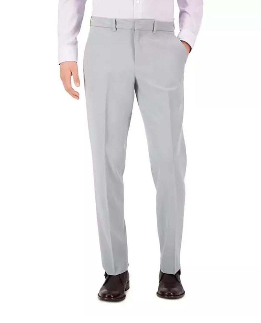 Perry Ellis Mens Modern-Fit Casual Trouser Pants, Felt Grey, 33W x 32L