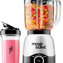 Magic Bullet Combo Blender, 600W, 48oz Pitcher, 16oz Cup with To-Go Lid, Easy Cleaning, Cross Blade, for Smoothies, Sauces, Shakes, Salsa, Hot Blends, Silver, MBF50200