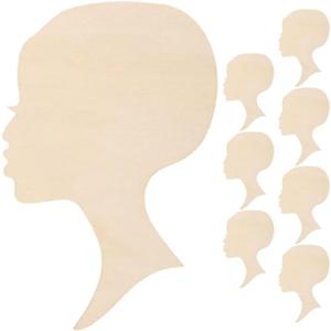 Operitacx 8Pcs DIY Painting Wood Pieces African Female Head Silhouette Wooden Blanks 5.9X3.7 Inch Natural Craft Wood for Art Projects Home Decor