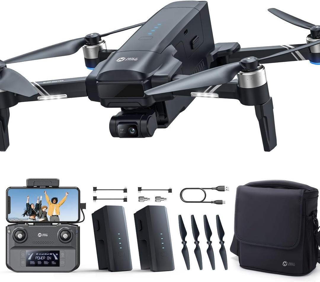 Holy Stone HS600D Drone with 8K Camera for Adults, 3-Axis Gimbal, 4K/ 30fps Video, 48MP Image, 80-Min Flight Time with 2 Batteries, 20000ft FPV Transmission Professional Drone, Auto Return, Beginner Mode