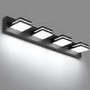 SineRise LED Modern Bathroom Vanity Light Fixtures (4-Light, 30-Inch), Matte Black Modern Acrylic Bathroom Wall Lighting Fixtures Over Mirror (Cool White 6000K) (Matte Black- Non-dimmable)