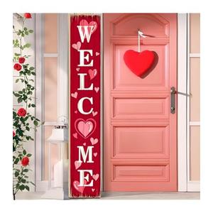 Valentines Day Porch Sign Love Heart Welcome Sign Vertical Standing Sign For Front Porch Decor Farmhouse Wall Hanging for Patio Yard Party Indoor Outdoor Spring Holiday Decoration 47.2"H Pink