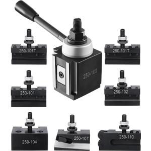 VEVOR Quick Change Tool Post Set, 8 Pcs, Includes Lathe Tool Holders, Tool Post with Turning Tool Holder Accessories, Fit for Mini Lathe & Metal Lathe 6"-12" Swing, Durable Steel Material