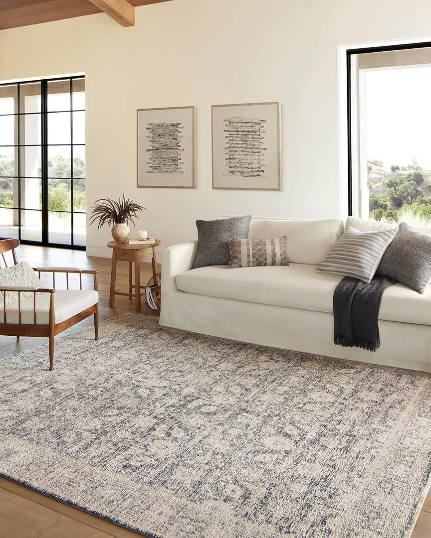 Loloi Amber Lewis Alie Collection ALE-05 Charcoal/Beige 7'-10" x 10', .13" Pile Height, Area Rug