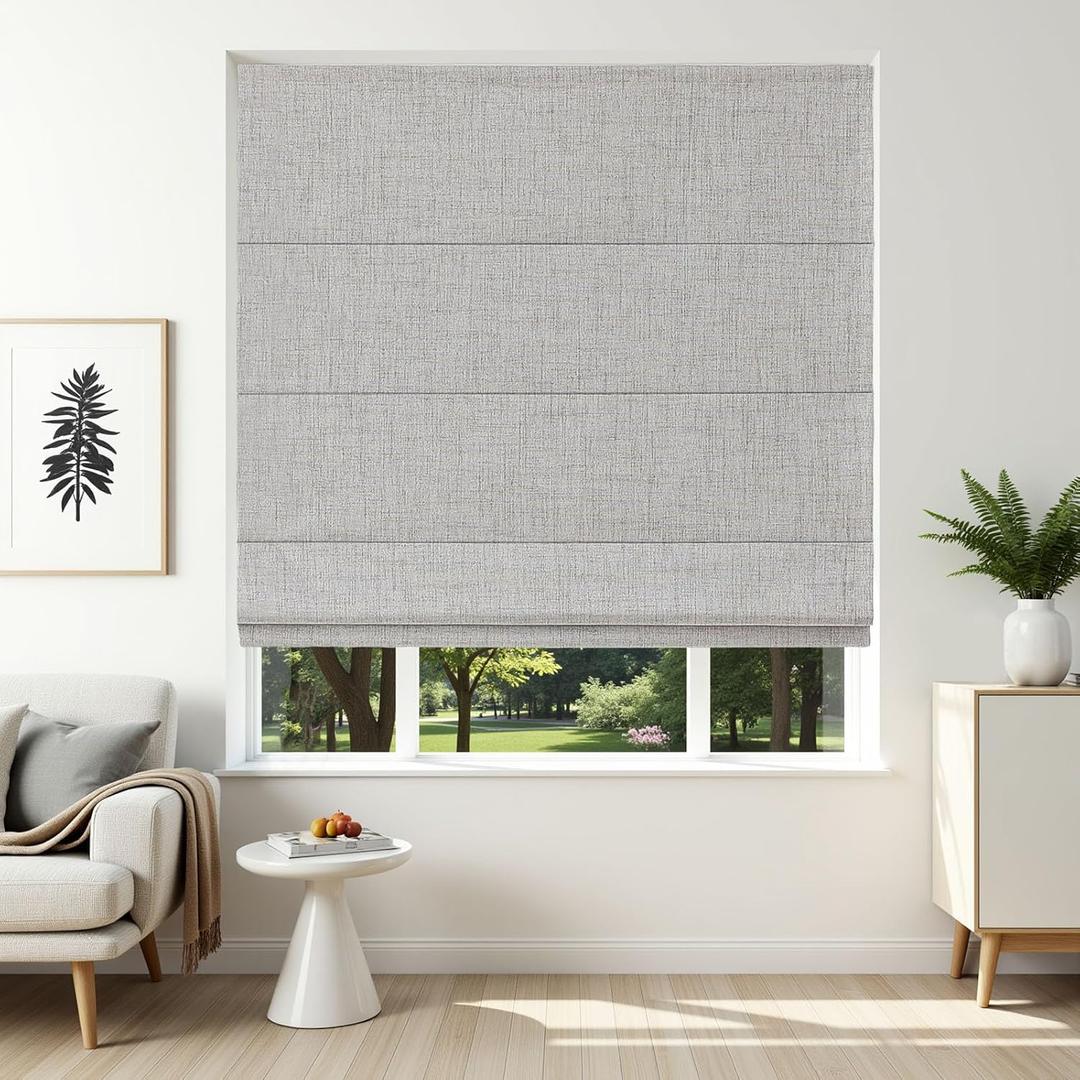 Joydeco Cordless Roman Shades, Linen Window Blinds, 35" W×75" H