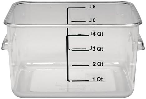 Rubbermaid Commercial Products, Space Saving Square Food Storage Container, 4 Quart, Clear, for Kitchen/Sous Vide/Meal Prep