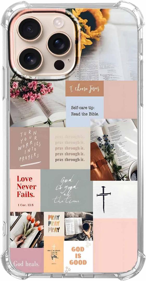 Bible Verse Case for iPhone 16 Pro Max, Christian Jesus Positive Quotes for Men Women, Trendy Soft TPU Bumper