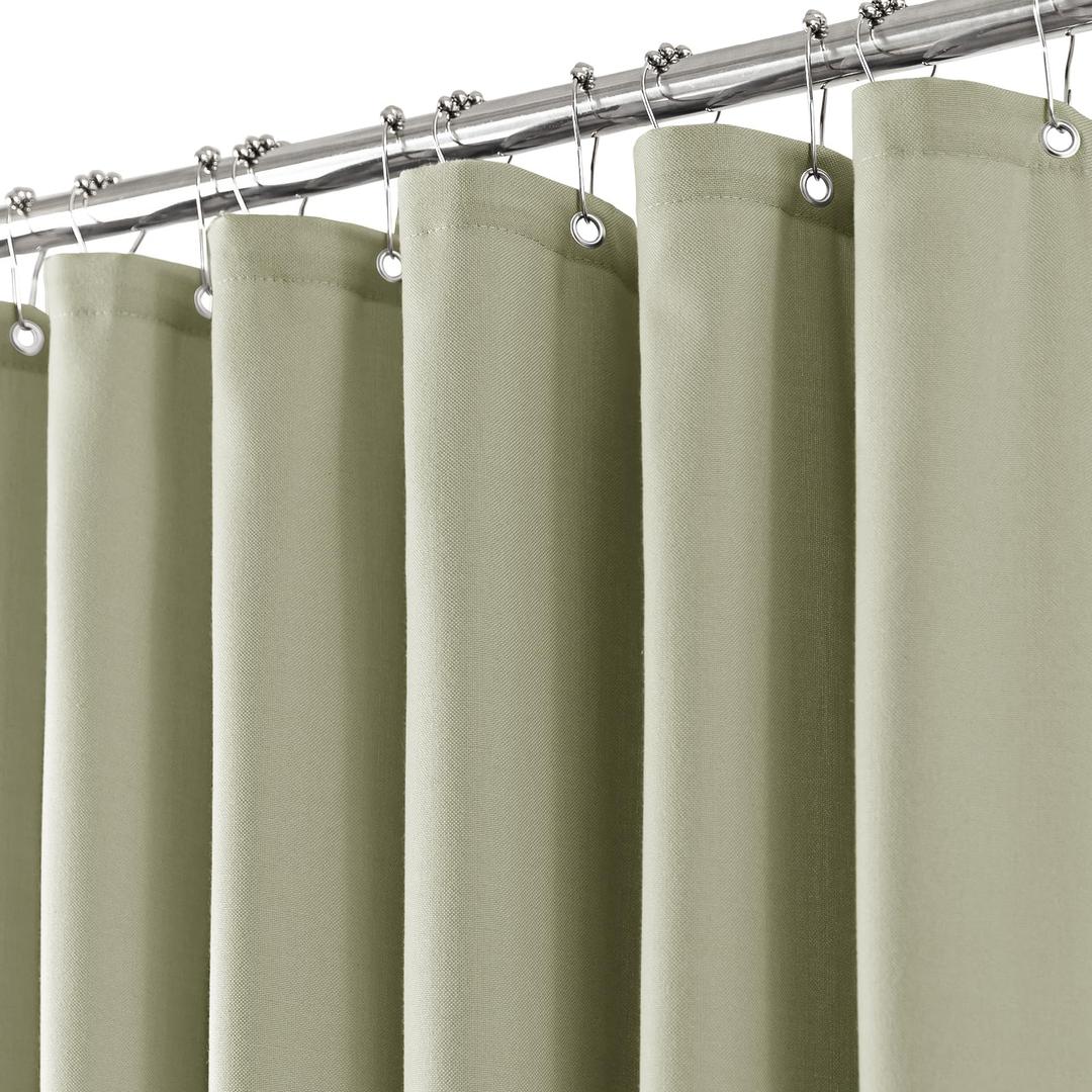 Jolilight Sage Green Linen Small Stall Shower Curtains for Bathroom Natural Boho Shower Curtains Stall Bath 36x78 Cloth Fabric Half Narrow Water Repellent RV Drapes for Bathtub 36 x 78 Inches